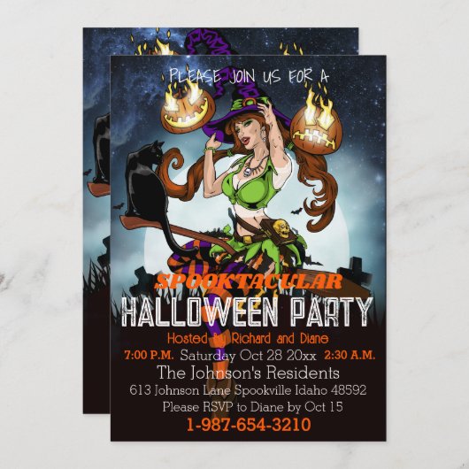 Spooktaculaire halloween-partij kaart (Voorkant / Achterkant)
