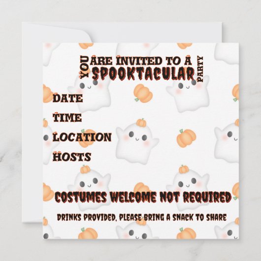 Spooktaculaire halloween-partij kaart (Achterkant)