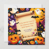 Spooktaculaire halloween-partij kaart (Achterkant)