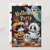 Spooktaculaire halloween-partij kaart (Voorkant / Achterkant)