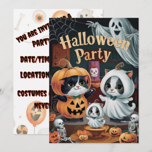 Spooktaculaire halloween-partij kaart (Voorkant / Achterkant)