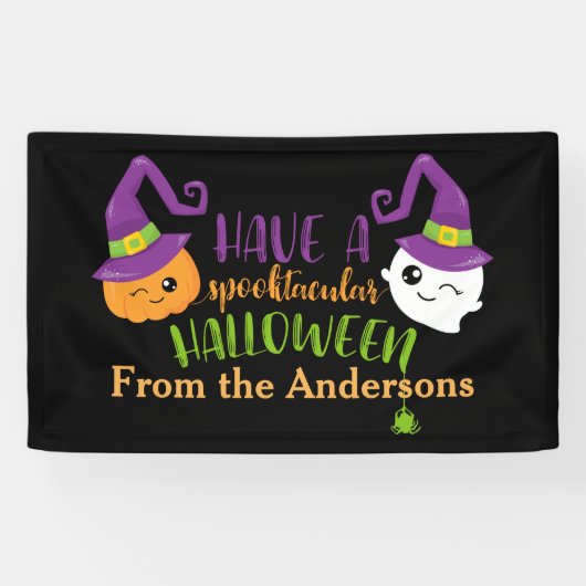 Spooktaculaire Halloween Party Decor gepersonalise Spandoek (Horizontaal)