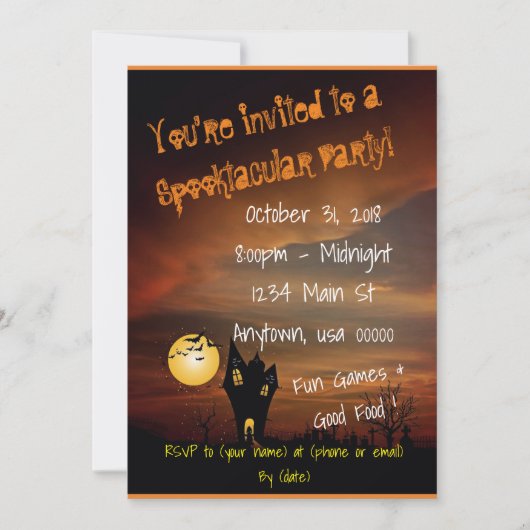 Spooktaculaire Halloween Party Kaart (Voorkant)