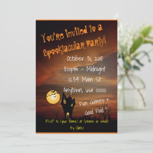 Spooktaculaire Halloween Party Kaart (Staand voorkant)