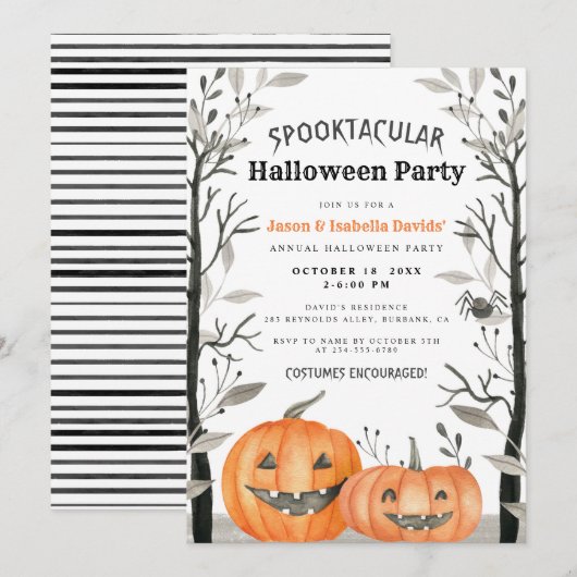 Spooktaculaire Halloween Pumpkin Costumes Party Kaart (Voorkant / Achterkant)