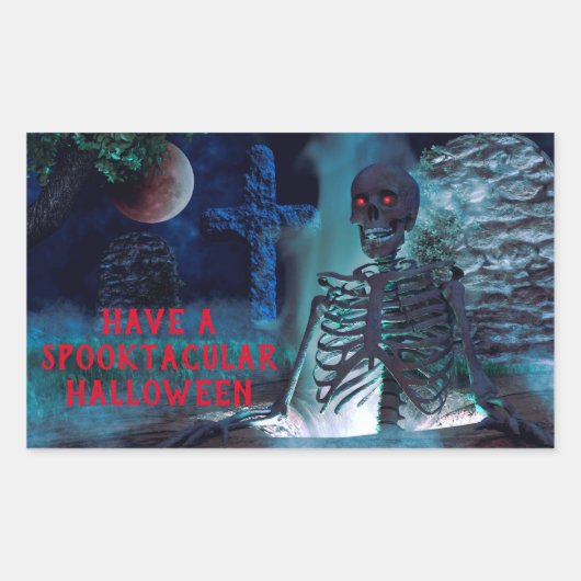 Spooktaculaire halloween rechthoekige sticker (Voorkant)