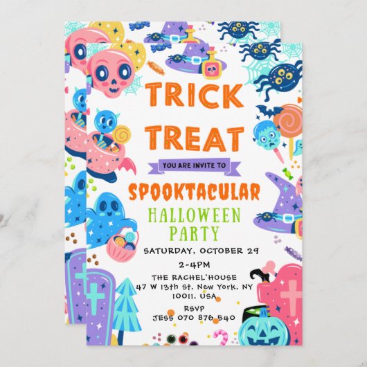 Spooktaculaire Halloween Trick or treat Pumpkin In Kaart (Voorkant / Achterkant)