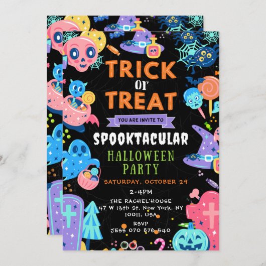 Spooktaculaire Halloween Trick or treat Pumpkin Kaart (Voorkant / Achterkant)