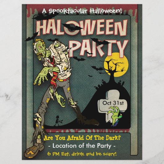 Spooktaculaire Halloween Zombie Party Flyer (Voorkant)