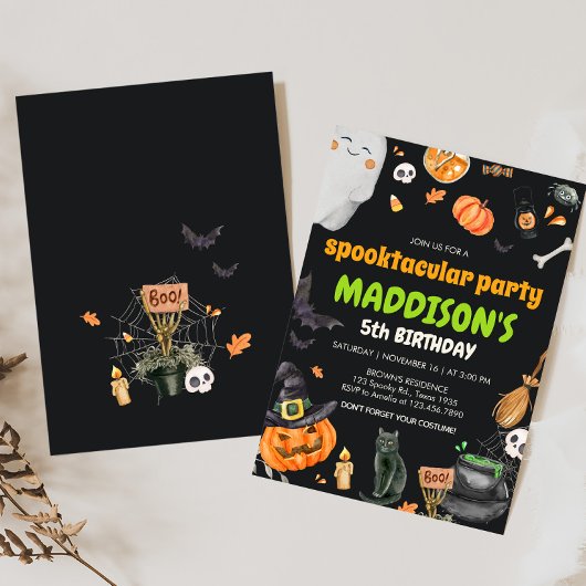 Spooktaculaire Kinder Costume Halloween Birthday P Kaart