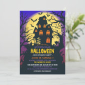 Spooktaculaire Kinder Costume Halloween Birthday P Kaart (Staand voorkant)