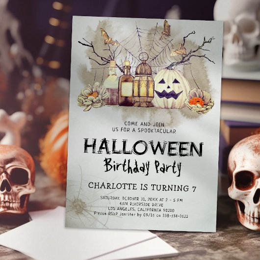 Spooktaculaire Kinder Halloween Birthday Uitnodigi Kaart