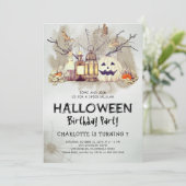 Spooktaculaire Kinder Halloween Birthday Uitnodigi Kaart (Staand voorkant)