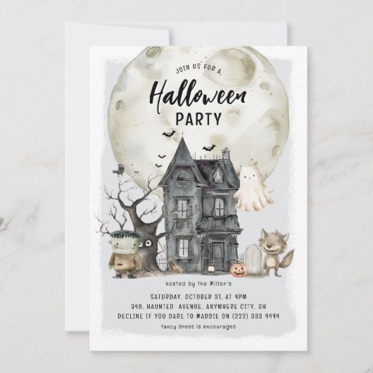 Spooktaculaire Kinder Halloween Party Kaart (Voorkant)