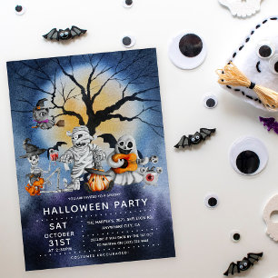 Spooktaculaire Kinder Halloween Party Kaart