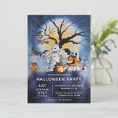 Spooktaculaire Kinder Halloween Party Kaart (Staand voorkant)