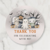 Spooktaculaire Kinder Halloween-verjaardag Bedankjes Labels (Achterkant)
