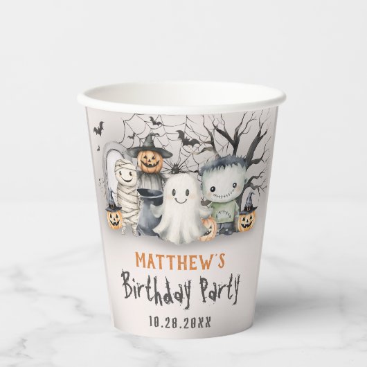 Spooktaculaire Kinder Halloween-verjaardag Papieren Bekers (Voorkant)