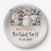 Spooktaculaire Kinder Halloween-verjaardag Papieren Bordje (Voorkant)