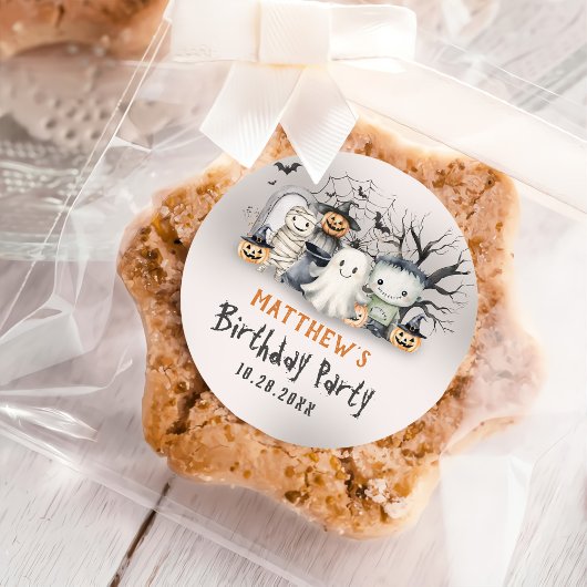 Spooktaculaire Kinder Halloween-verjaardag Ronde Sticker