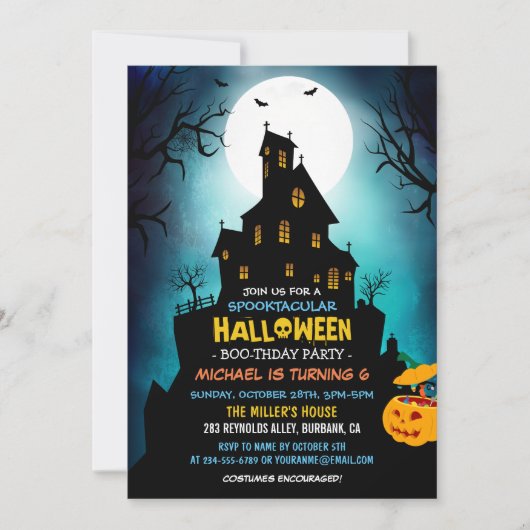 SPOOKTACULAIRE kostuum Kinder Halloween Birthday P Kaart (Voorkant)