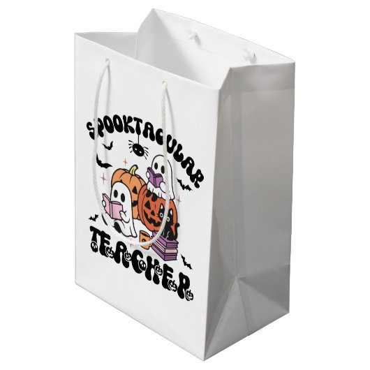 Spooktaculaire leraar Halloween Medium Cadeauzakje (Achterkant Gekanteld)