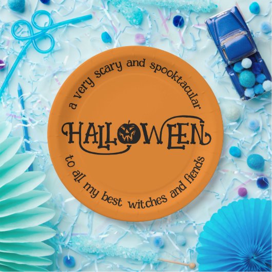 Spooktaculaire Oranje Halloween Jack-o-Lantern Papieren Bordje (Feest)