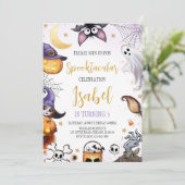 Spooktaculaire Paarse Halloween-verjaardag Kaart (Staand voorkant)