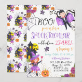 Spooktaculaire Paarse Roze Halloween Verjaardag Kaart (Voorkant / Achterkant)