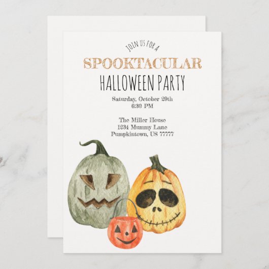 Spooktaculaire pomkin Halloween-uitnodiging Kaart (Voorkant / Achterkant)