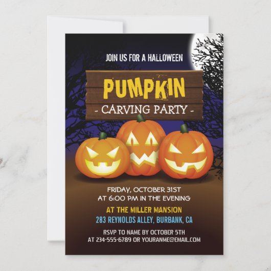 Spooktaculaire pompoen Carving Halloween Party Kaart (Voorkant)