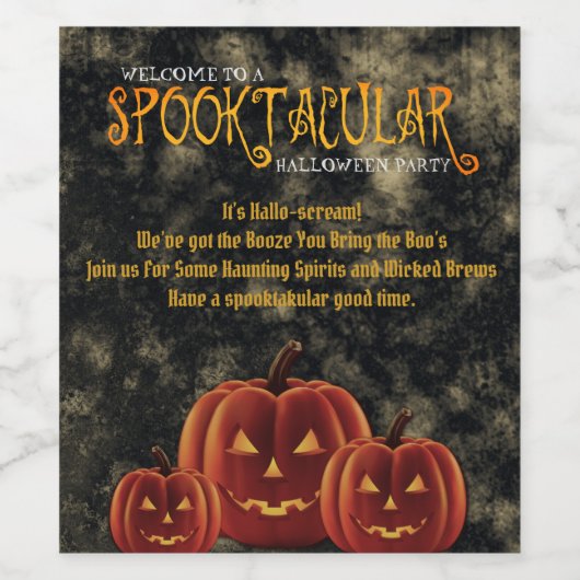 Spooktaculaire pompoenen van Halloween Wijn Etiket (Enkel label)