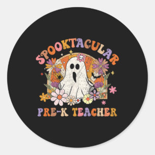 Spooktaculaire Pre-K Teacher Happy Halloween Match Ronde Sticker