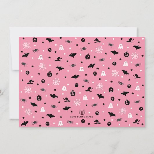 Spooktaculaire roze Ghost Halloween Birthday Girl Kaart (Achterkant)