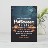 Spooktaculaire Scary Forest Pumpkins Halloween Par Kaart (Staand voorkant)