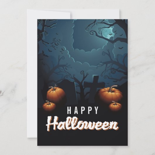 Spooktaculaire Scary Forest Pumpkins Halloween Par Kaart (Achterkant)