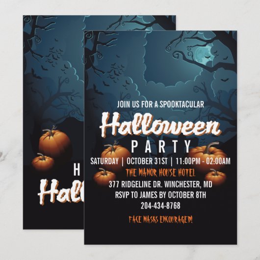 Spooktaculaire Scary Forest Pumpkins Halloween Par Kaart (Voorkant / Achterkant)