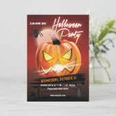 Spooktaculaire Scary Pumpkin Halloween Party Kaart (Staand voorkant)
