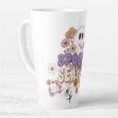 Spooktaculaire Schattigee Geest Kleurrijke Bloemen Latte Mok (Linkerhoek)