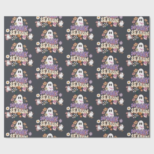 Spooktaculaire Schattigee geesten en bloemen Groov Cadeaupapier (Vlak)