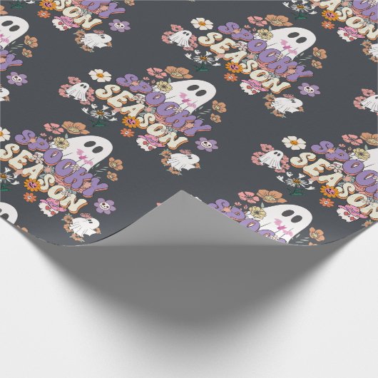Spooktaculaire Schattigee geesten en bloemen Groov Cadeaupapier (Hoek)