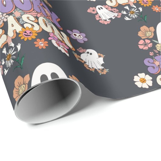 Spooktaculaire Schattigee geesten en bloemen Groov Cadeaupapier (Rol Hoek)