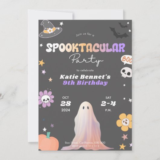 Spooktaculaire Schattigee Halloween Verjaardagsfee Kaart (Voorkant)