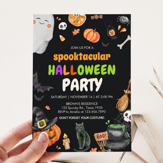 Spooktaculaire Schattigee Kinder kostuum Halloween Kaart