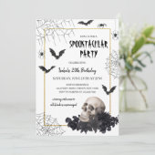 Spooktaculaire schedel Halloween Verjaardag Kaart (Staand voorkant)