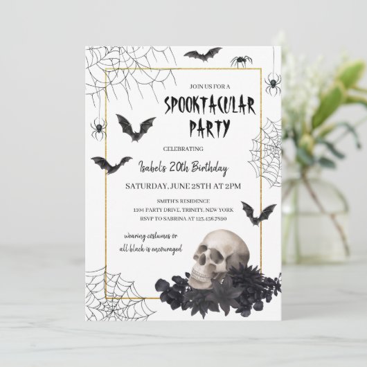 Spooktaculaire schedel Halloween Verjaardag Kaart (Staand voorkant)
