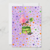 Spooktaculaire snoepjes en behandeling halloween-v kaart (Achterkant)