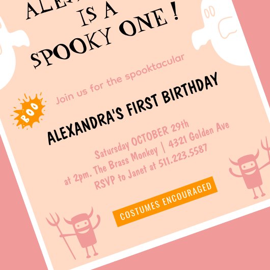 Spooktaculaire Spookie 1 Halloween 1e verjaardag Kaart