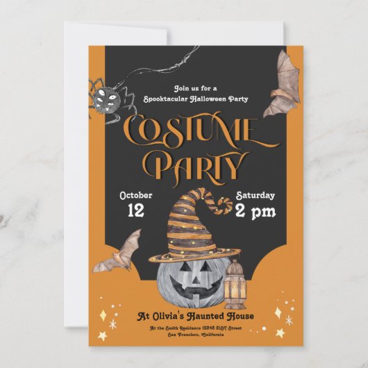 Spooktaculaire uitnodiging van Costume Halloween P (Voorkant)