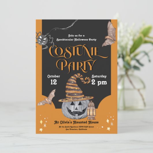 Spooktaculaire uitnodiging van Costume Halloween P (Staand voorkant)